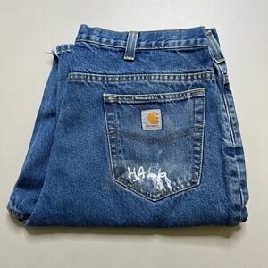Carhartt Jeans Mens 36x35 Blue Denim Utility Work Pants relaxed Fit vintage